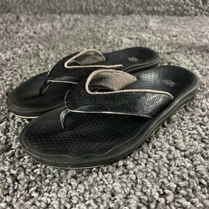 New Balance Thong Sandals Womens 11 Black Leather Suede Slip On Flip Flops